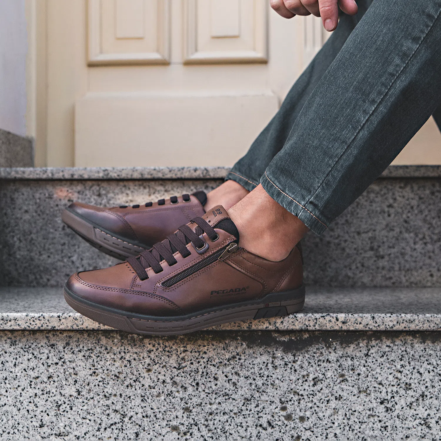 Calzado Zapato Casual de Marca Pegada Cuero Cordones Elásticos Hombre - Imagen 5