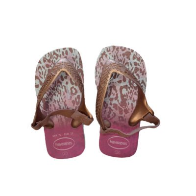 Chancleta Ojota Havaiana Baby con Elástico Animal Print Rosa