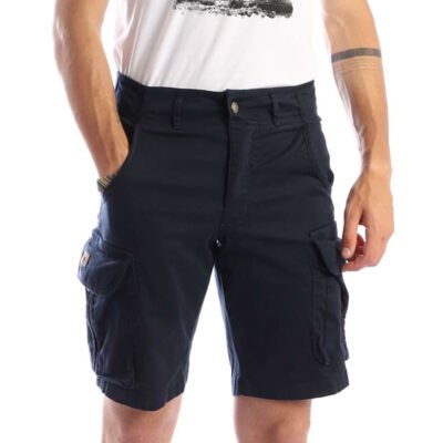 Short Bermuda Cargo Jean Elastizada Con Bolsillos De Hombre
